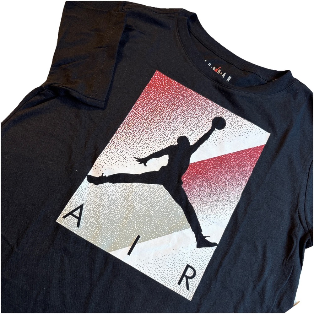 AIR JORDAN Graphic Print Short Sleeve‎ T Shirt Boy's LARGE(12-13 Years)Black